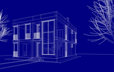 house architectural 3d drawing