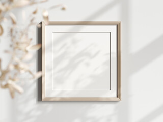 square poster frame on the wall, boho interior mockup