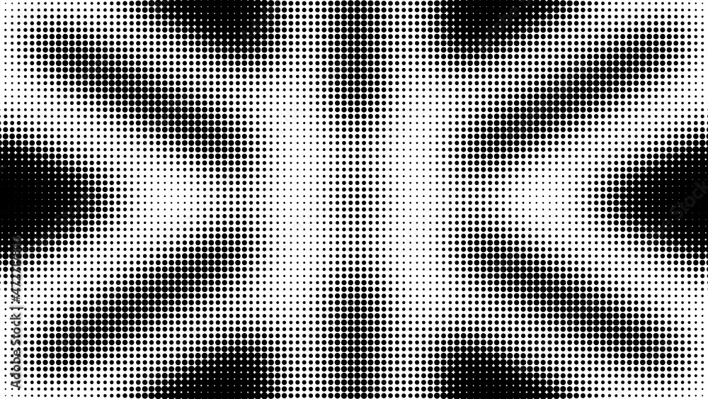 Poster Halftone. Pattern. Abstract dotted background. Texture of dots. Matrix code. Monochrome gradient background. Vector illustration.