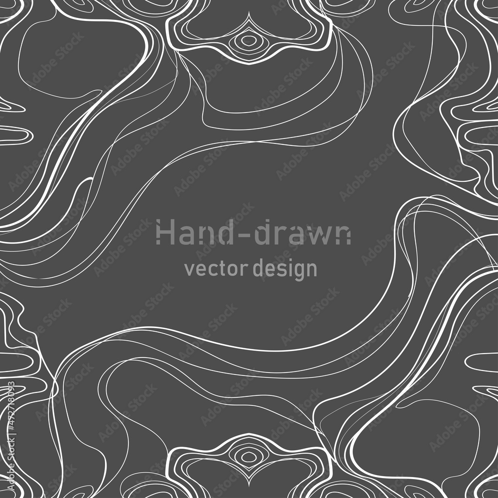 Poster abstract conteporari background outline style. artistic hand-drawn linear background. vector dark te