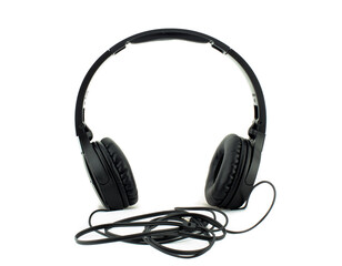 Fototapeta na wymiar Black Headphones isolated on white background
