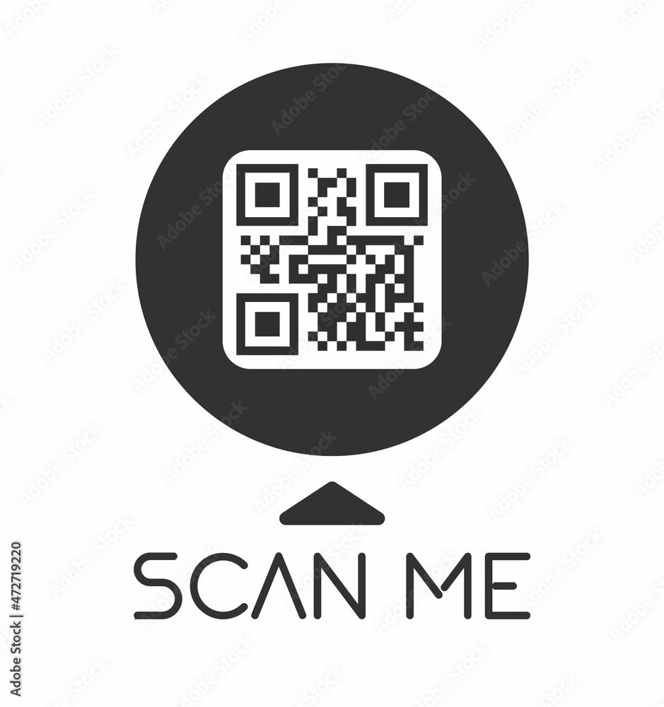 Poster qr code for smartphone. inscription scan me with smartphone icon. qr code for payment.