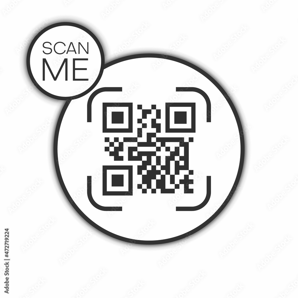 Aufkleber qr code for smartphone. inscription scan me with smartphone icon. qr code for payment.