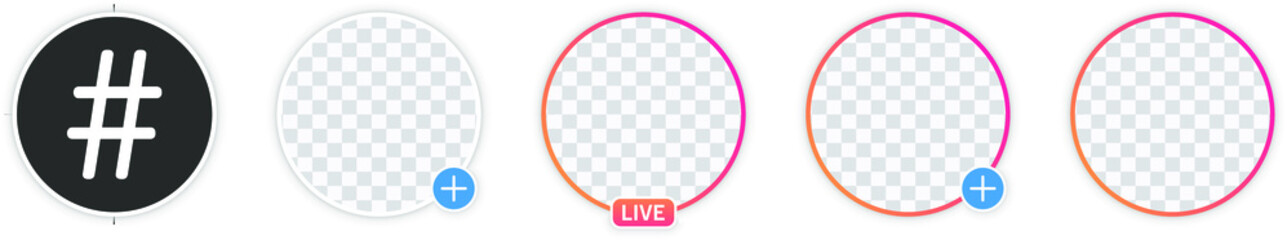 story, live stream, new story badge vector set. Vector illustration