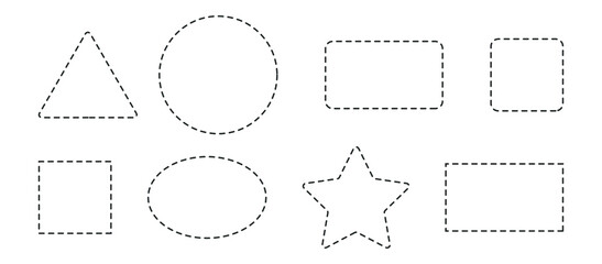 Set of Scissors and coupon, cut template and dashed line. Black icons. Gift Coupon element template, graphics design. Voucher promo code. Shopping, food and drink, business. Vector illustration