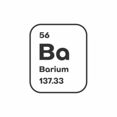 Symbol of chemical element Barium as seen on the Periodic Table of the Elements, including atomic number and atomic weight. illustration