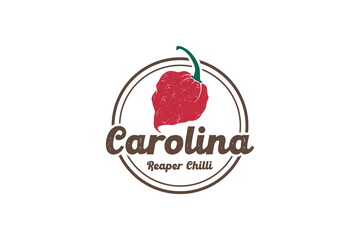 vintage carolina reaper logo, chili logo, spicy logo, logo reference for your business.