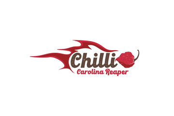vintage carolina reaper logo, chili logo, spicy logo, logo reference for your business.