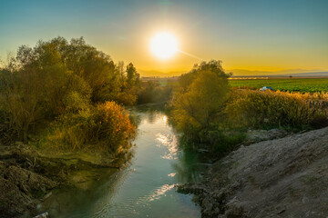Sakarya river at sunset, Kavuncu, Gunyuzu, Eskisehir, Turkey.