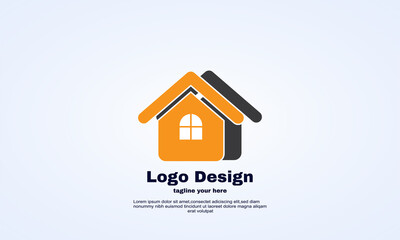 awesome abstract logo design real estate orange brown color  vector template