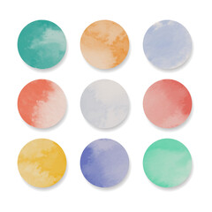 Collection of story highlights covers icons. Set of templates for social media and posts. Colorful watercolor background.