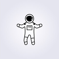 simple floating astronaut line illustration , vector, icon, symbol, logo, template design graphic for print, apparel, t-shirt, cap