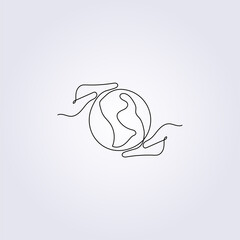 saving earth, holding world icon illustration save nature logo vector graphic design for print, apparel, brand, business, textile, t-shirt, cap