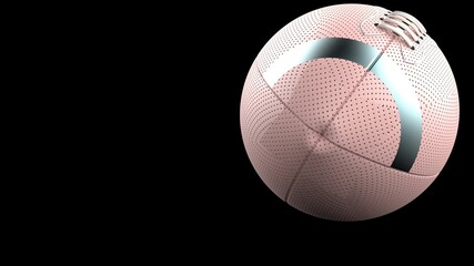 Light pink-aqua blue american football standard ball under black background. 3D illustration. 3D high quality rendering. 3D CG.