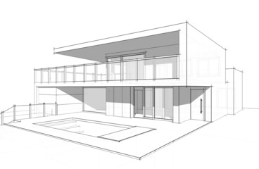 House project architectural drawing 3d illustration