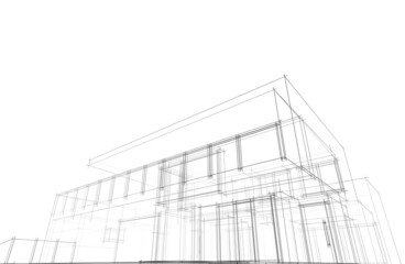 House project architectural drawing 3d illustration