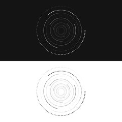 Halftone dots in circle form. round logo vector illustration dotted spiral design element
