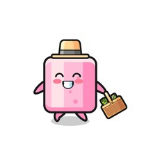 marshmallow herbalist character searching a herbal.