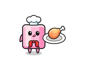 marshmallow fried chicken chef cartoon character.