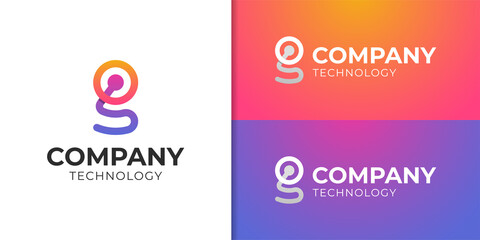 modern letter G technology simple logo design