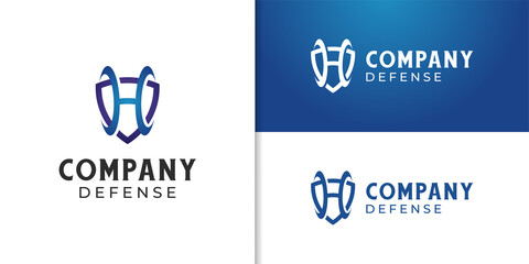 letter H security shield logo design for defensive technology symbol, icon design