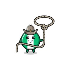 Fototapeta premium the nigeria flag cowboy with lasso rope.