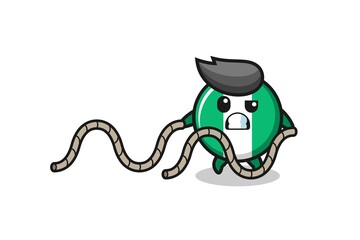 illustration of nigeria flag doing battle rope workout.
