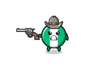 the nigeria flag cowboy shooting with a gun.