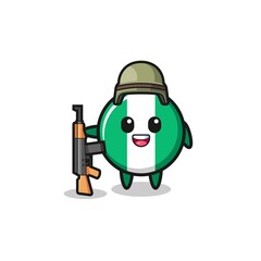 Fototapeta premium cute nigeria flag mascot as a soldier.