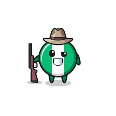 nigeria flag hunter mascot holding a gun.