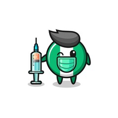 nigeria flag mascot as vaccinator.