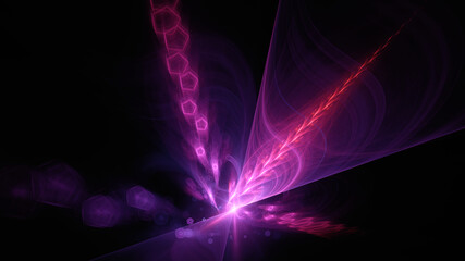 Abstract background, smooth blue lines on a black background