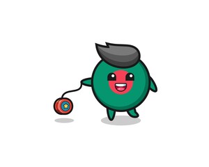 cartoon of cute bangladesh flag playing a yoyo.