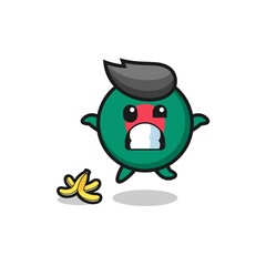 bangladesh flag cartoon is slip on a banana peel.