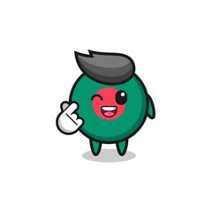 bangladesh flag character doing Korean finger heart.