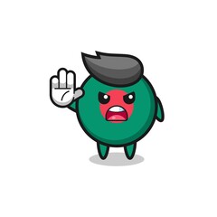 bangladesh flag character doing stop gesture.