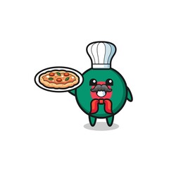 bangladesh flag character as Italian chef mascot.