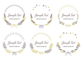 シンプルなボタニカル円フレーム　暖色　4