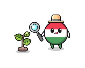 Fototapeta premium cute hungary flag herbalist researching a plants.