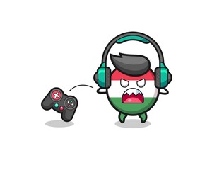 Fototapeta premium hungary flag gamer mascot is angry.