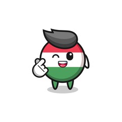 hungary flag character doing Korean finger heart.