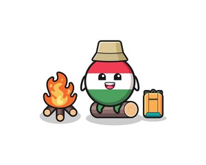 camping illustration of the hungary flag cartoon.