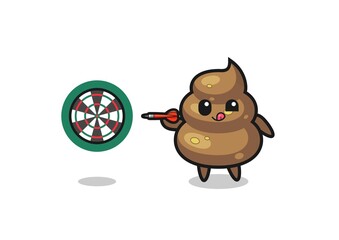 cute poop is playing dart