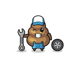 Fototapeta premium the poop character as a mechanic mascot