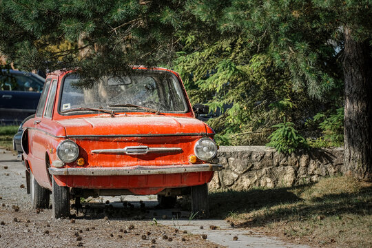 Russian USSR red retro car Zaporozhets ZAZ-968A