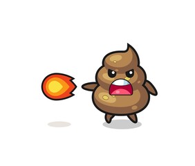 cute poop mascot is shooting fire power