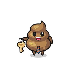 cute poop as a real estate agent mascot