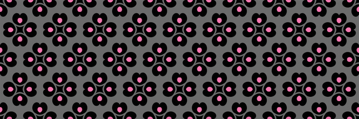 Fototapeta premium Colorful background image with abstract decorative ornament on gray backdrop for your design projects, seamless pattern, wallpaper textures with flat design. Vector illustration
