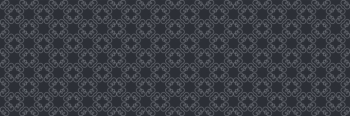 Elegant background image with decorative floral ornaments on a black background for your design projects, seamless pattern, wallpaper textures with flat design. Vector illustration