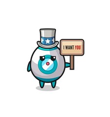 Fototapeta premium rocket cartoon as uncle Sam holding the banner I want you